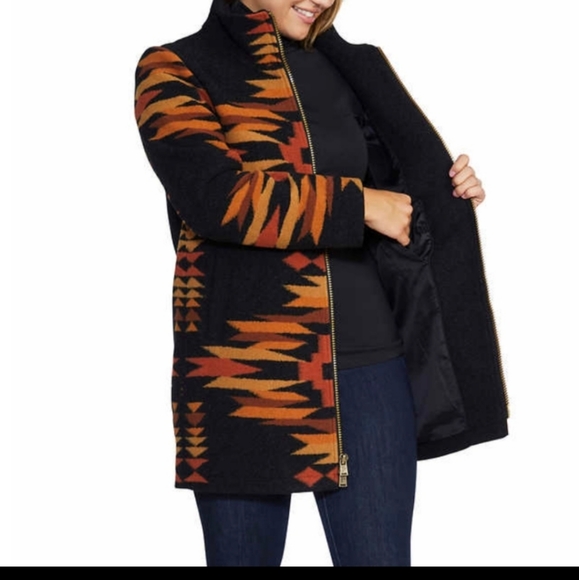 Pendleton Ladies' Wool Blend Walker Coat nwt grey Charcoal Desert Mesa Jacquard - Picture 3 of 7